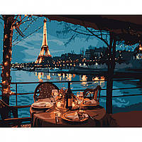 Картина за номерами з LED підсвіткою "Романтична вечеря в Парижі", 40*50 см., SANTI