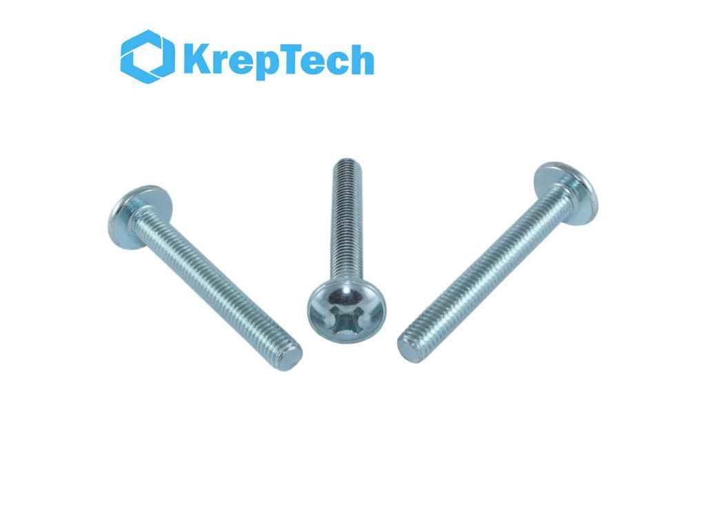 Гвинт 6х70 DIN 967 (100шт/уп.) з напівкруглою головкою з пресшайбою 5026070-2 ТМ КРЕПТЕХ BP, фото 1