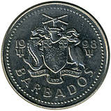 Барбадос 25 центів, 1973-2006 Королева Єлизавета II   №2993, фото 3