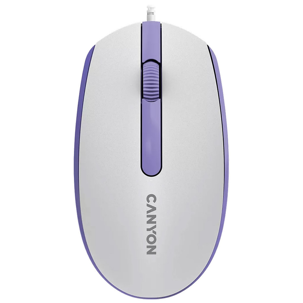 Комп'ютерна миша Canyon M-10, USB, оптична, 1000 dpi, 3 кнопки, 1.5 м White Lavender