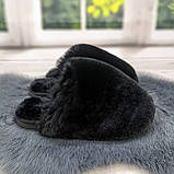 Жіночі домашні капці Пухнастики з еко-хутра Чорні, фото 3