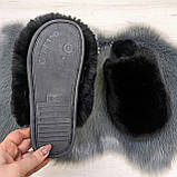 Жіночі домашні капці Пухнастики з еко-хутра Чорні, фото 4