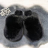Жіночі домашні капці Пухнастики з еко-хутра Чорні, фото 5