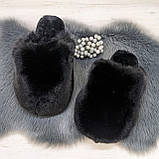 Жіночі домашні капці Пухнастики з еко-хутра Чорні, фото 6