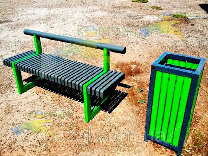Лавка садово-паркова зі спинкою зелена CITY-U9 Kompred OL695