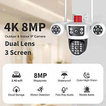 IP Wi-Fi камера PTZ-3L-V88-WF 2 незалежні об'єктиви 4MPx+4MPx (V380Pro), фото 2