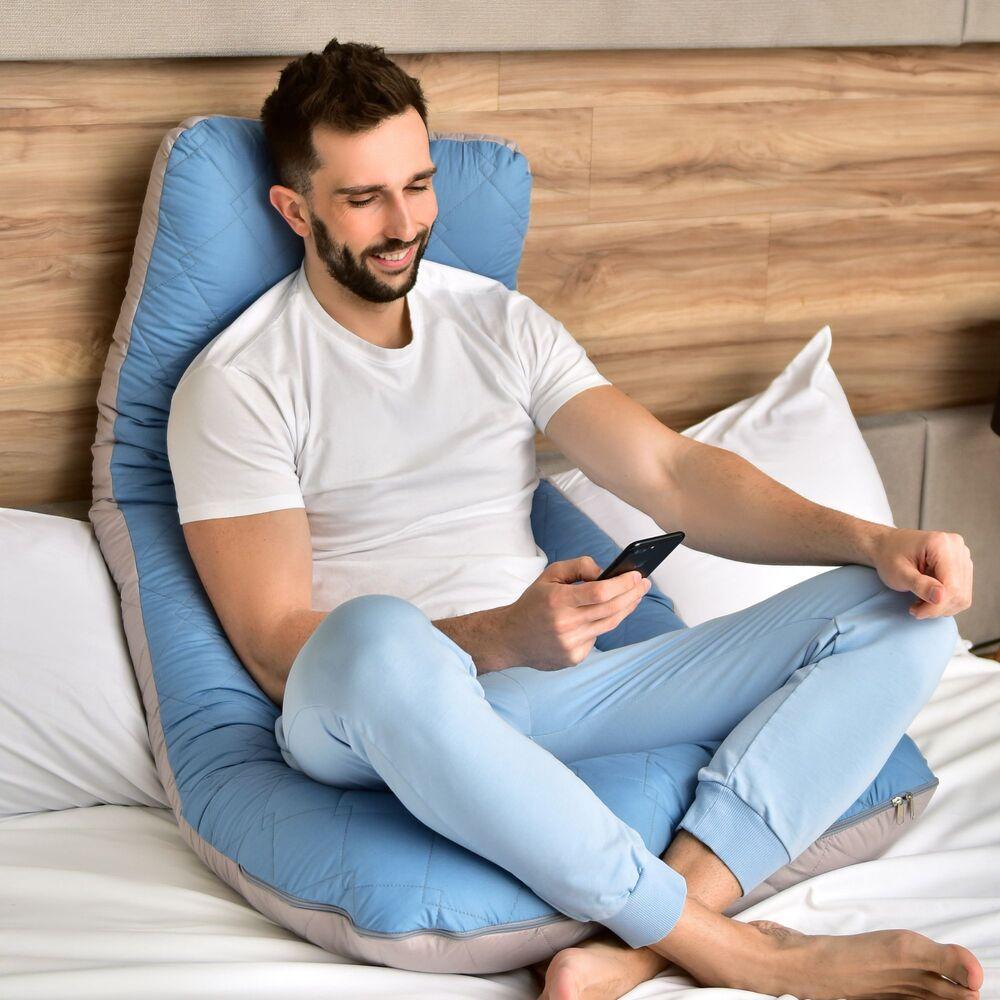 Подушка П-подібна для сну та відпочинку стьобана IDEIA 140х75х20 см U-shape з наволочкою на блискавці антиалергенна