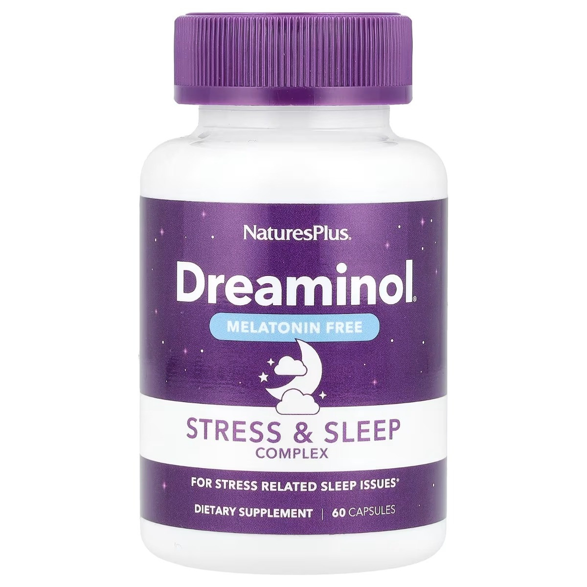 Комплекс для зняття стресу, без мелатоніну, Stress&Sleep Complex, Melatonin Free, Natures Plus, 60 капсул