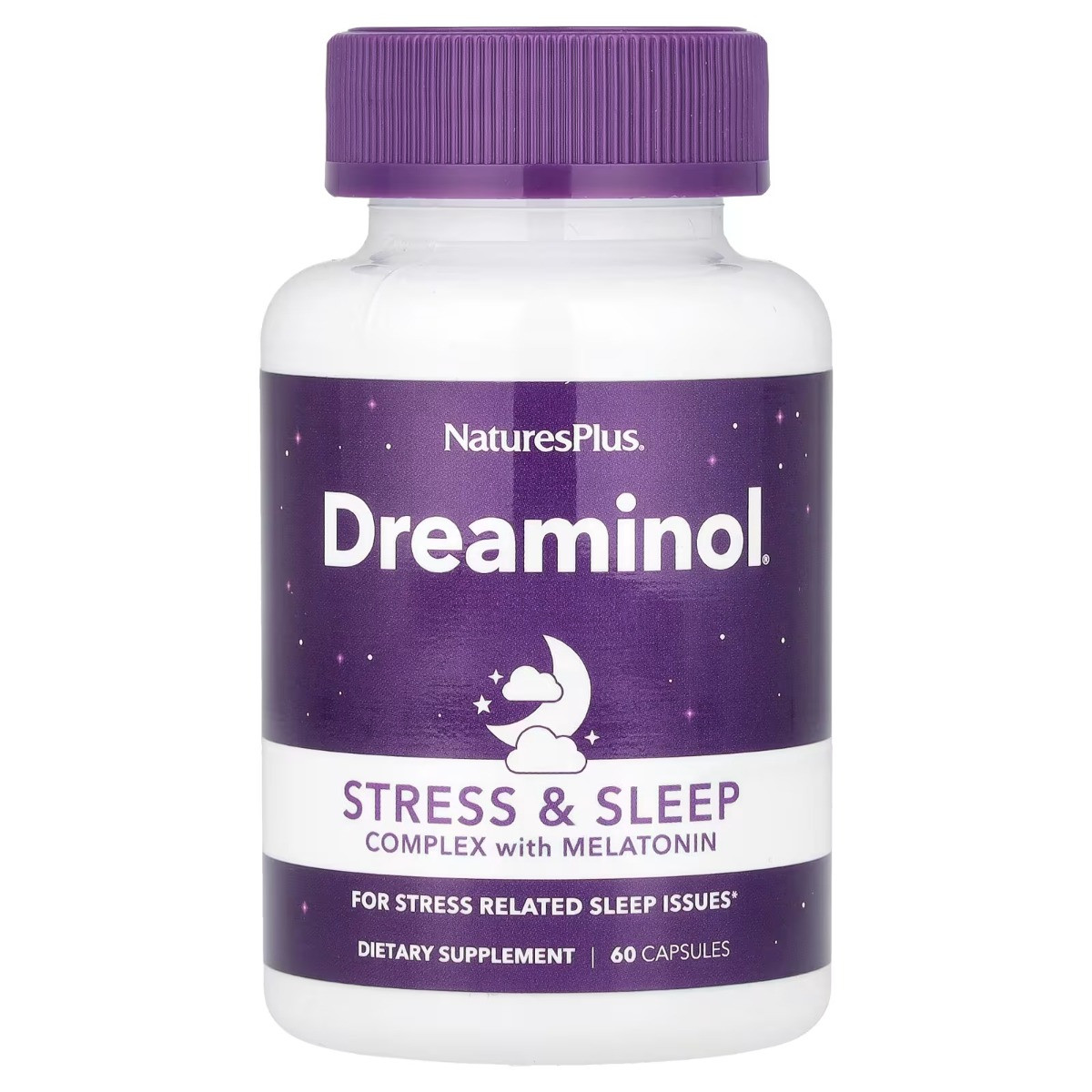Комплекс для зняття стресу з мелатоніном, Stress&Sleep Complex, with Melatonin, Natures Plus, 60 капсул