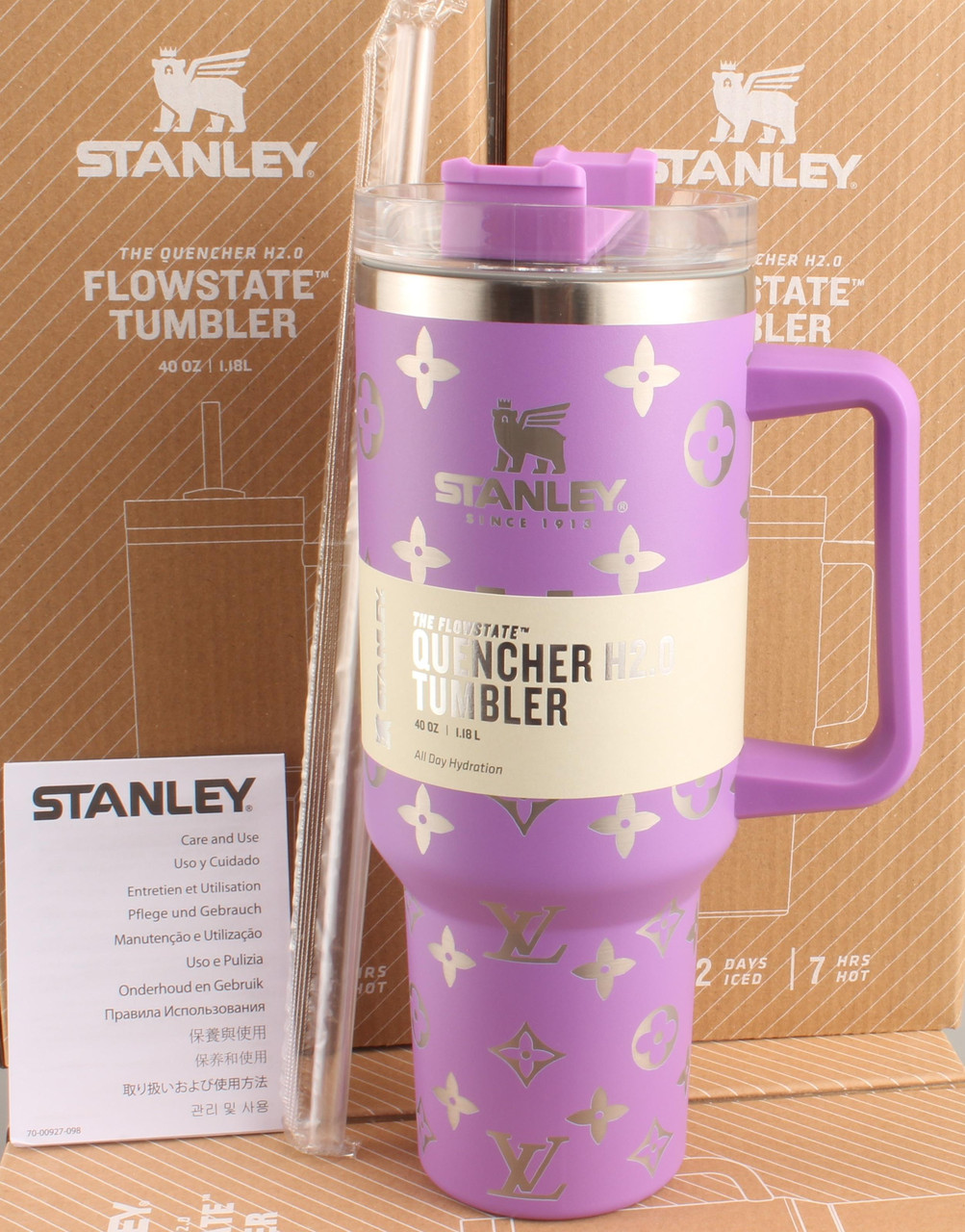 Термос термочашка Stanley Quencher H2.0 Tumbler з нержавіючої сталі 1,18 л Pastel Purple Monogram KT6007840 peremogaua