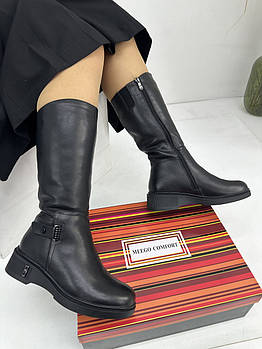 Чоботи жіночі зимові MeegoComfort OX55688-1M Black чорні шкіряні 36