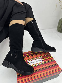 Чоботи жіночі зимові MeegoComfort OX55688-2M Black чорні замшеві 36
