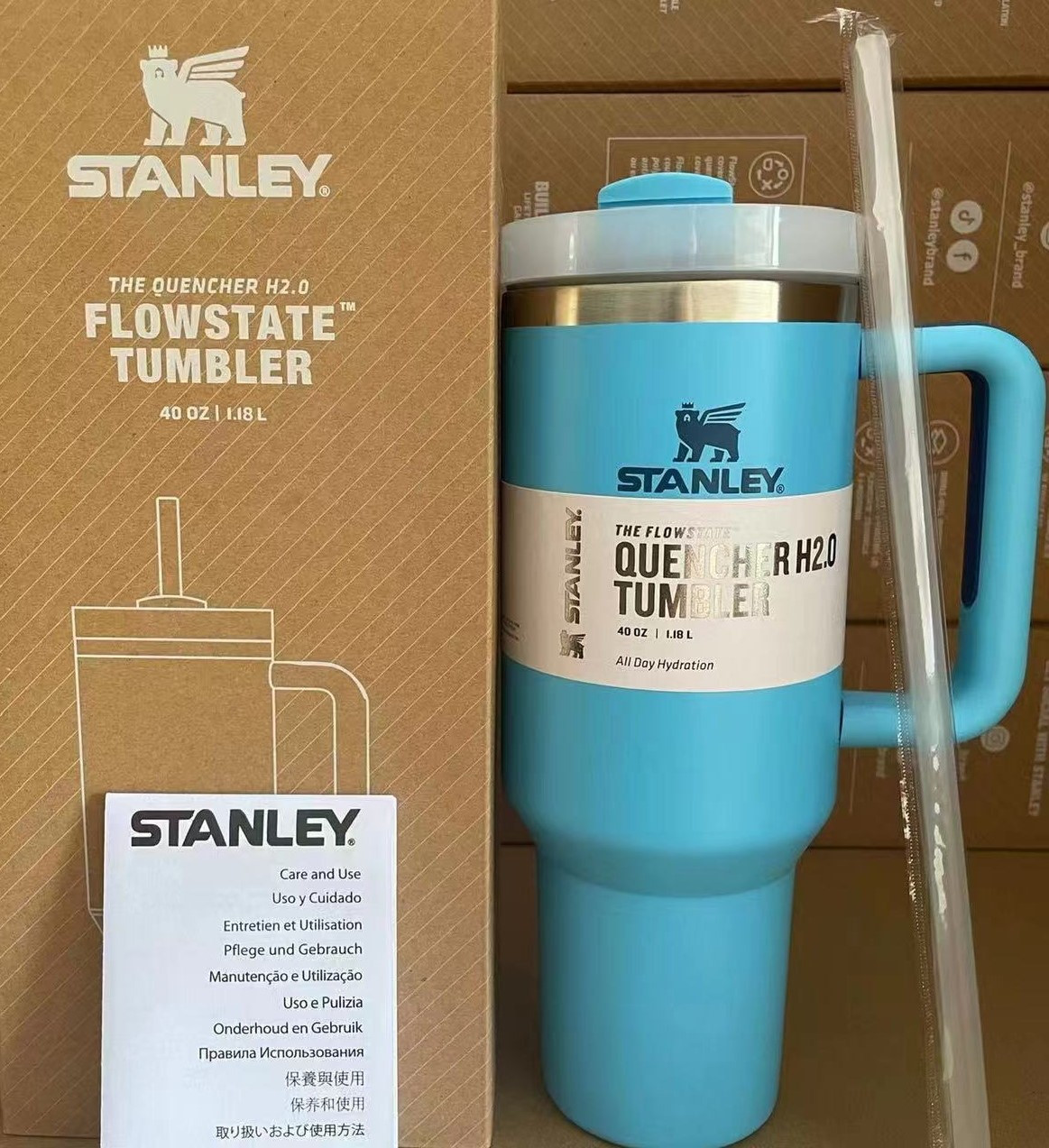 Термос термочашка Stanley Quencher H2.0 Tumbler з нержавіючої сталі 1,18 л Lagoon KT6007823 peremogaua