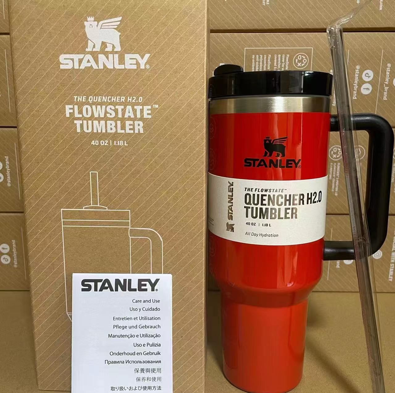 Термос термочашка Stanley Quencher H2.0 Tumbler з нержавіючої сталі 1,18 л Neon Orange KT6007816 peremogaua, фото 1