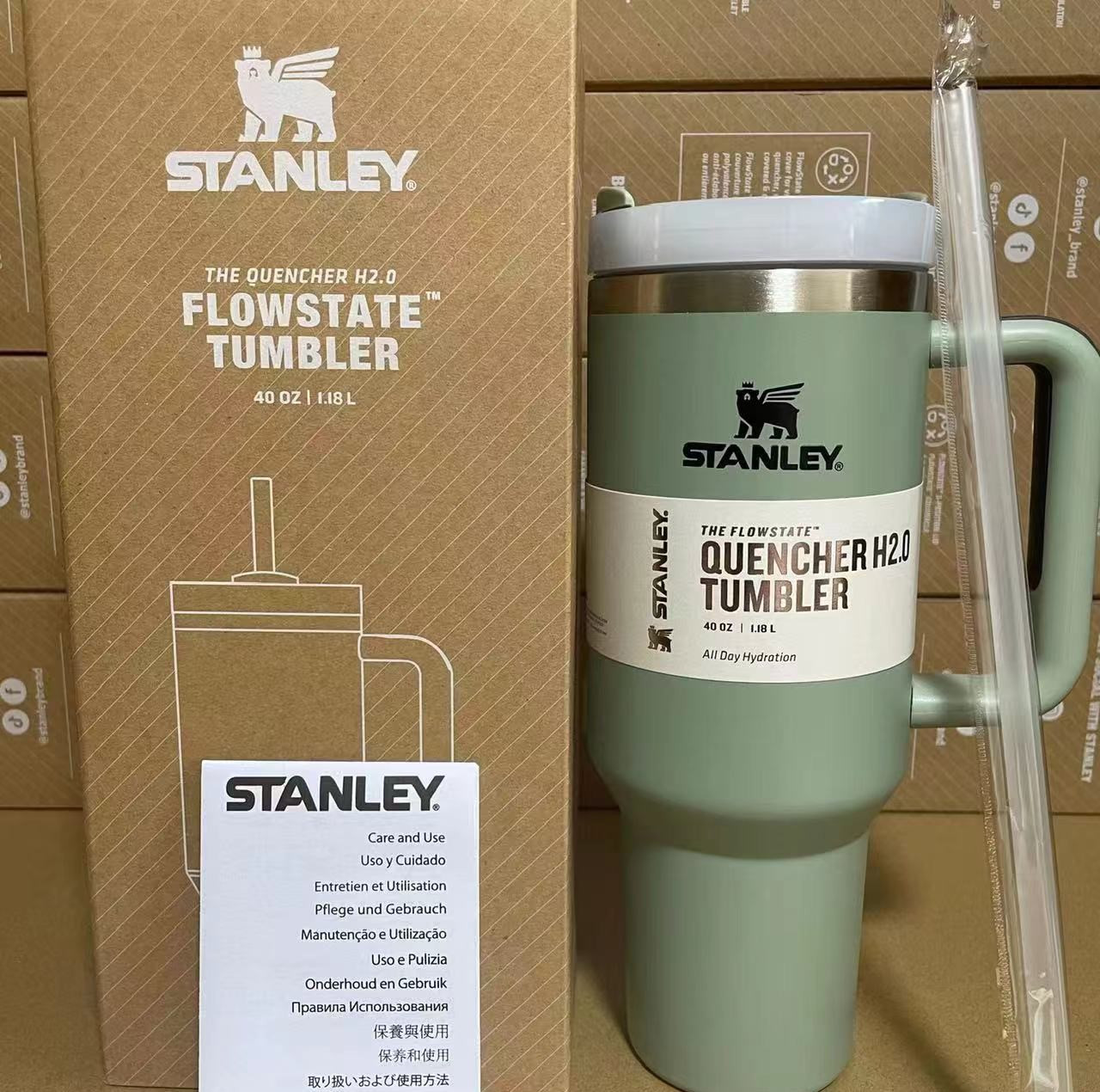 Термос термочашка Stanley Quencher H2.0 Tumbler з нержавіючої сталі 1,18 л Bay Leaves KT6007815 peremogaua