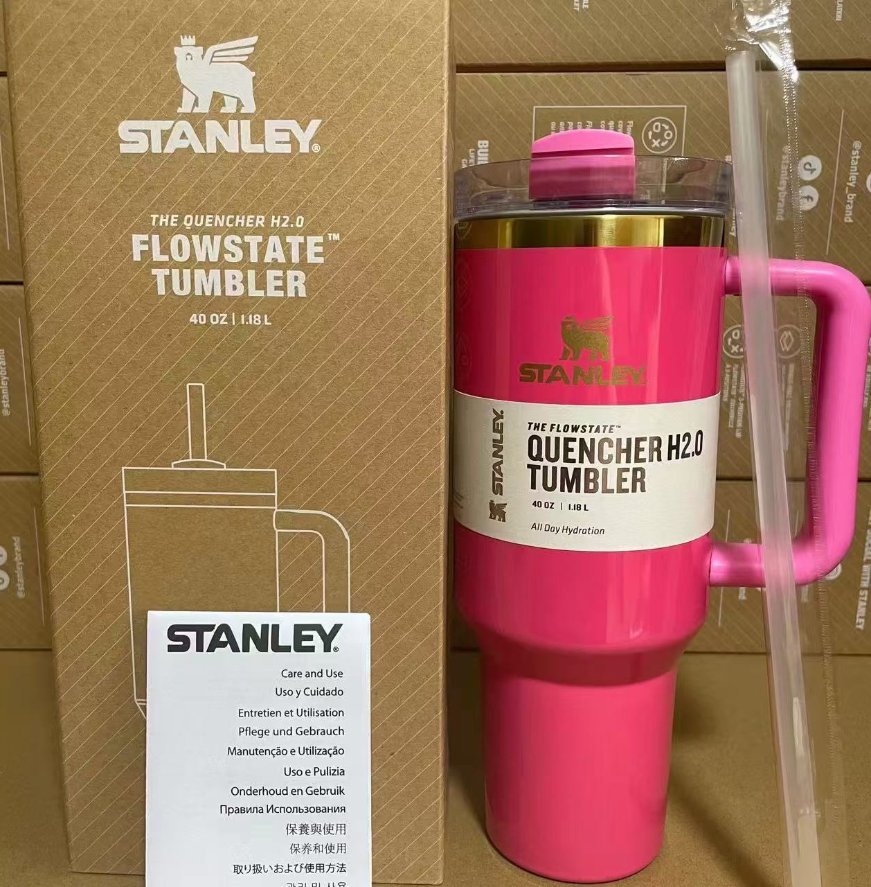 Термос термочашка Stanley Quencher H2.0 Tumbler з нержавіючої сталі 1,18 л Rose Red KT6007814 peremogaua