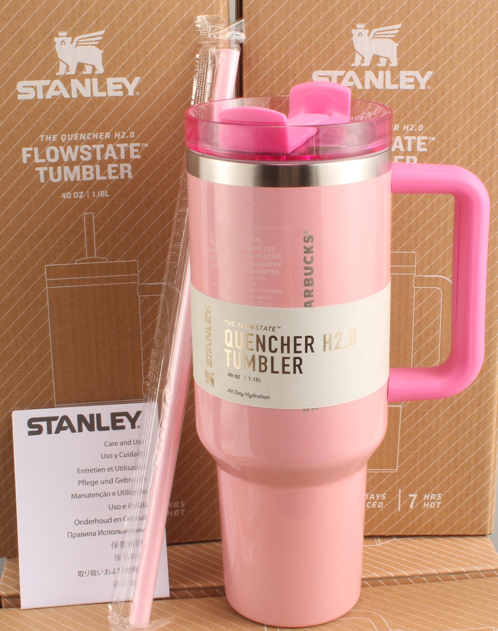 Термос термочашка Stanley Quencher H2.0 Tumbler з нержавіючої сталі 1,18 л Rose Quartz KT6007812 peremogaua