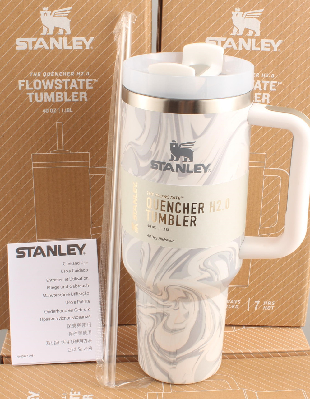 Термос термочашка Stanley Quencher H2.0 Tumbler з нержавіючої сталі 1,18 л Gray Marble KT6007810 peremogaua