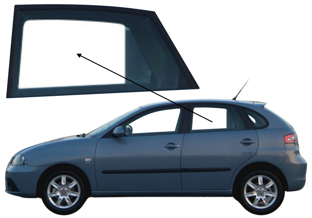 Бічне скло Seat Cordoba 2003-2008 задніх дверей ліве, фото 1