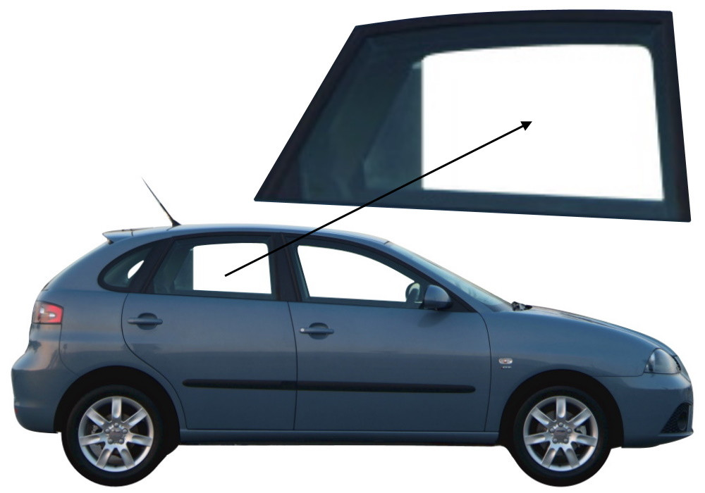 Бічне скло Seat Cordoba 2003-2008 задніх дверей праве, фото 1