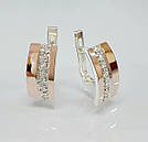 Срібні сережки з золотом і камінням, фото 2