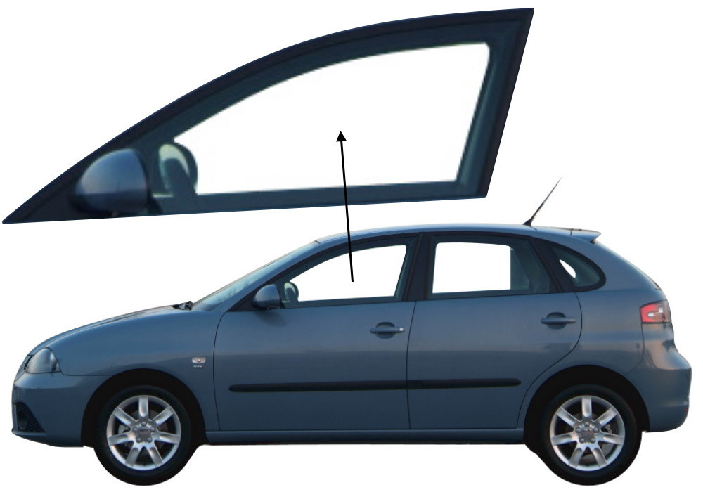Бічне скло Seat Ibiza 2002-2008 передніх дверей ліве, фото 1