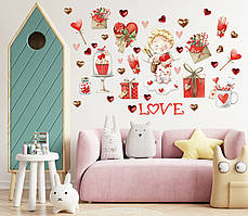 Наклейка вінілова набір "День Святого Валентина" розмір листа М 1000*500