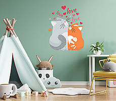 Наклейка вінілова набір "Пара котів" розмір листа М 600*650