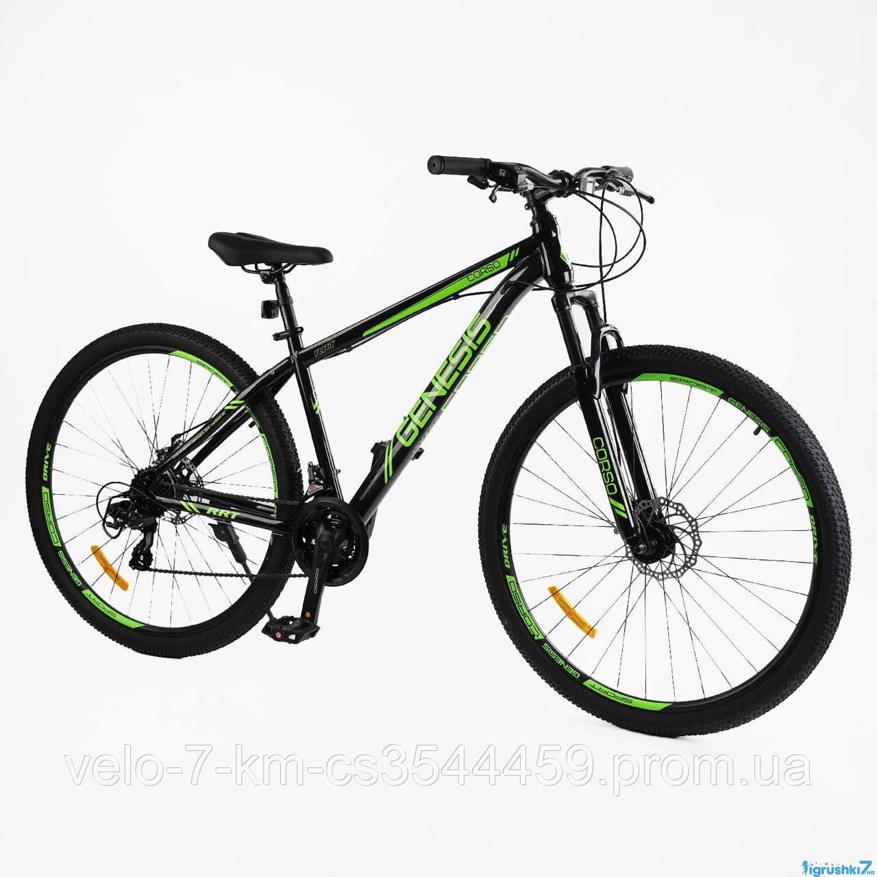 Велосипед спортивний Corso 29" дюймів Genesis GN-29265 стальна рама 17'', обладнання Saiguan 21 швидкість, зібраний на 75%