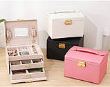 Скринька для прикрас на замку. Органайзер для ювелірних виробів із дзеркалом Білий, фото 6