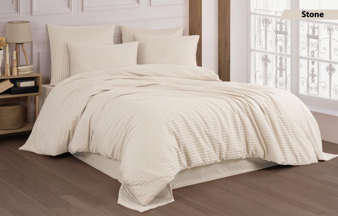 Постільна білизна Cotton Shine Stripe Satin 200х220 Stone, фото 1