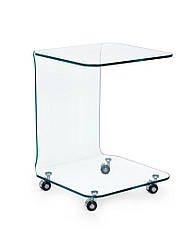 Стіл кавовий зі скла на колесах Iride Qu Vt