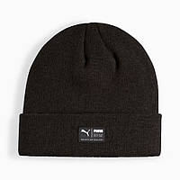 Шапка спортивна Puma ARCHIVE heather beanie 021739 01 (чорна, акрил, тепла, зимова, логотип пума)