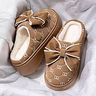 Тапули для улицы и дома Автоледи 36-37р женские тапочки с мехом мокко