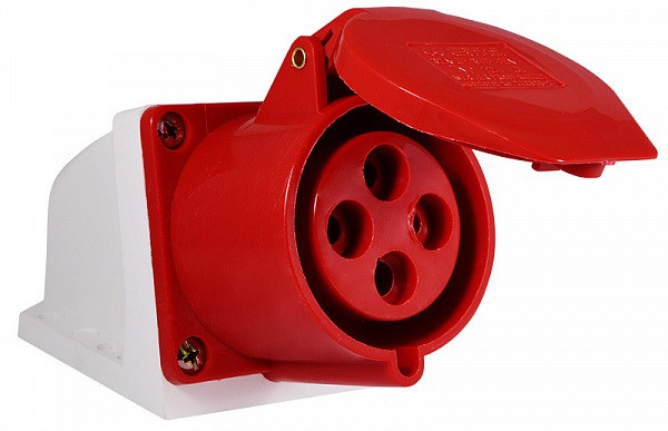 Гніздо (розетка) силове стаціонарне із заземленням 32А/4 (3Р+РЕ) 220В IP44 LOGA, фото 1