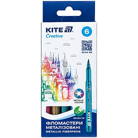 Фломастери-пензлики металізовані Kite Creative 6 кольорів