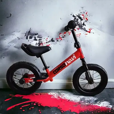 Двоколісний велобіг біговел дитині 12'' Червоний велосипед без педалей велоход Підставка для ніг дзвіночок