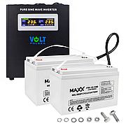 Аварійний комплект інвертор Volt Polska SINUS PRO 2000W 1400/2000W + 2 шт Акумулятор VOLT VRLA 100Ah 12V