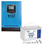 Аварійний комплект Volt Polska ULTRA-HV 2000 12/230V 1600/2400W + Акумулятор Volt Polska LiFePO4 12,8V 100Ah