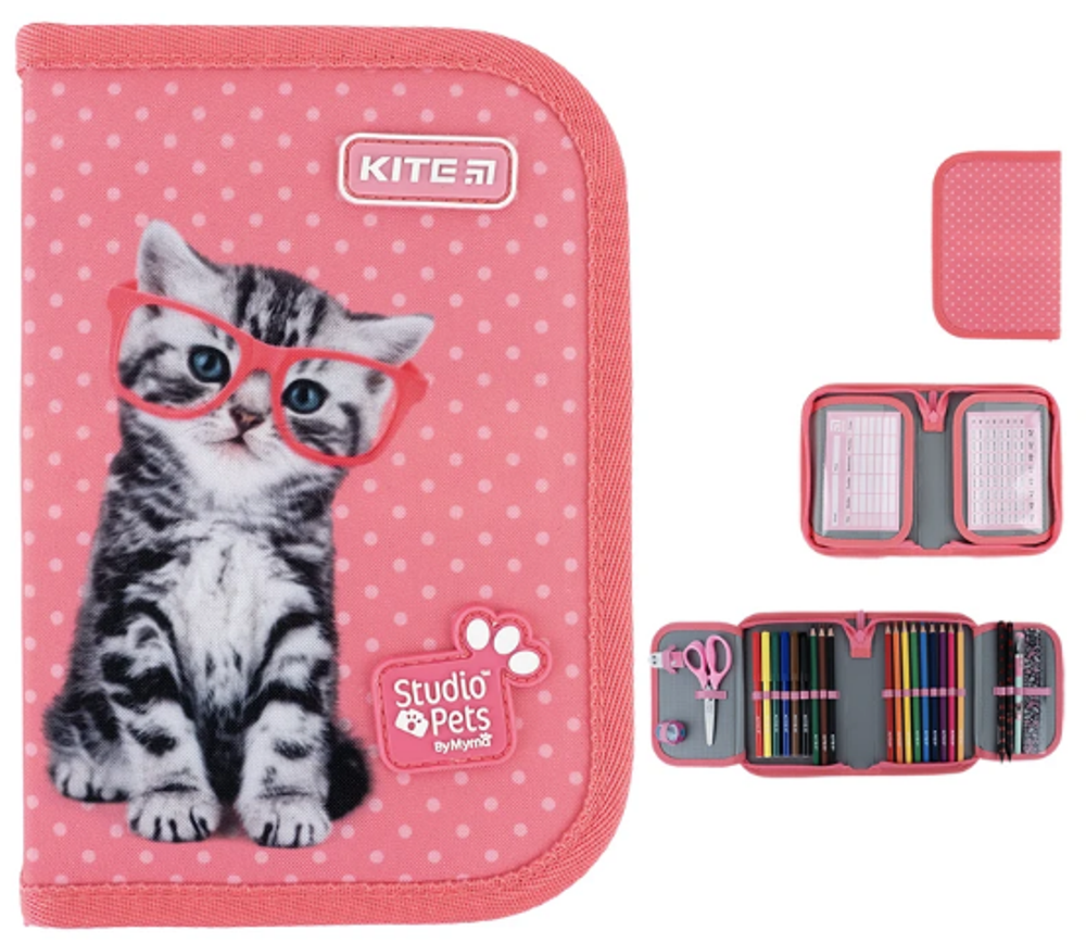 Пенал Kite Studio Pets SP24-622H-2, з наповненням 1 відділення, 2 відвороти, фото 1