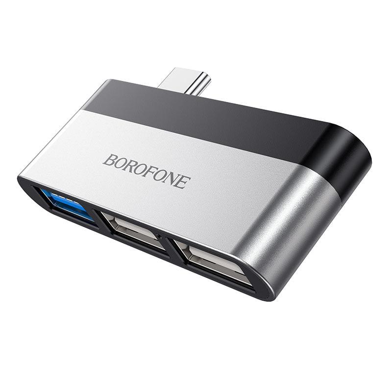 Адаптер Хаб BOROFONE DH1 (Type-C to 3 USB) Black