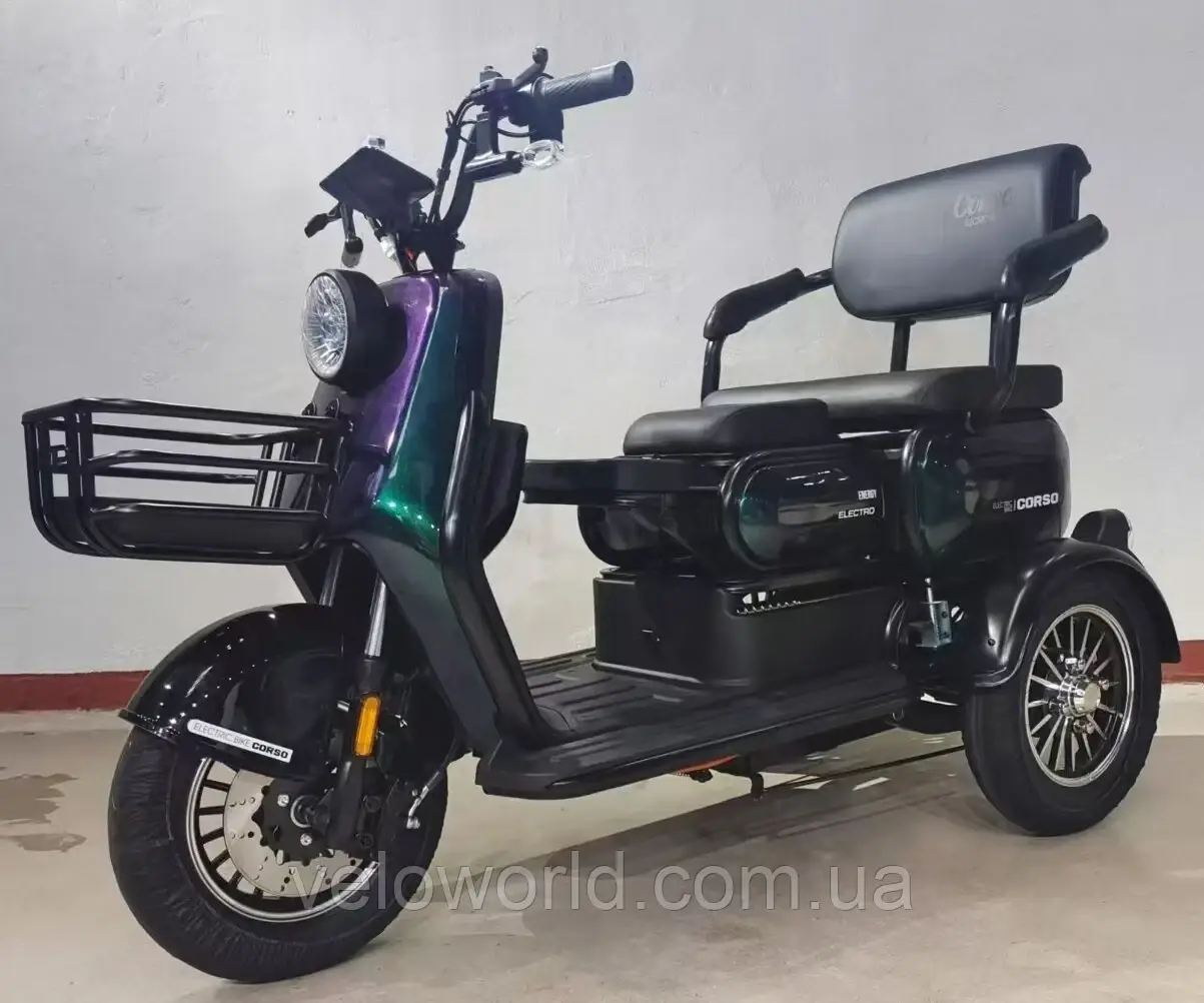 Електричний трицикл Corso «Boxter» BX-745009 (1) двигун 800W, акумулятор 72V/20Ah, колеса 300-10, в коробці