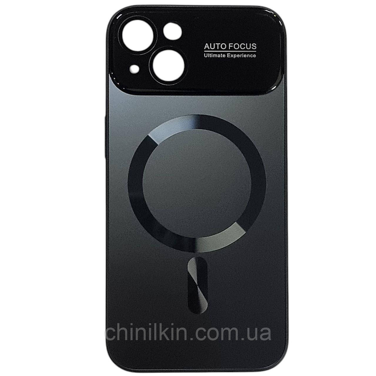 Накладка Glass Slim Case with Magsafe для iPhone 14- чорний, фото 1