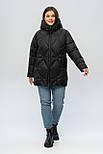 Стильний жіночий пуховик чорного кольору, фото 2