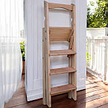 Дерев'яна драбина на 4 сходинки з вільхи  висока, міцна, розкладна та зручна у використанні., фото 3