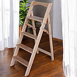 Дерев'яна драбина на 4 сходинки з вільхи  висока, міцна, розкладна та зручна у використанні., фото 4