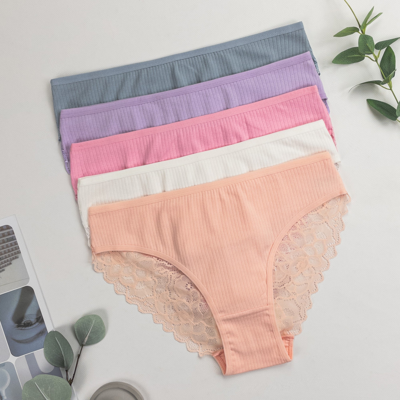 Труси сліпи рубчик з мереживом жіночі Nicoletta Туреччина батал 2XL, 3XL, 4XL  |  5 шт.