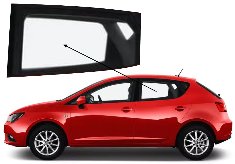 Бічне скло Seat Ibiza 2008-2017 задніх дверей ліве, фото 1