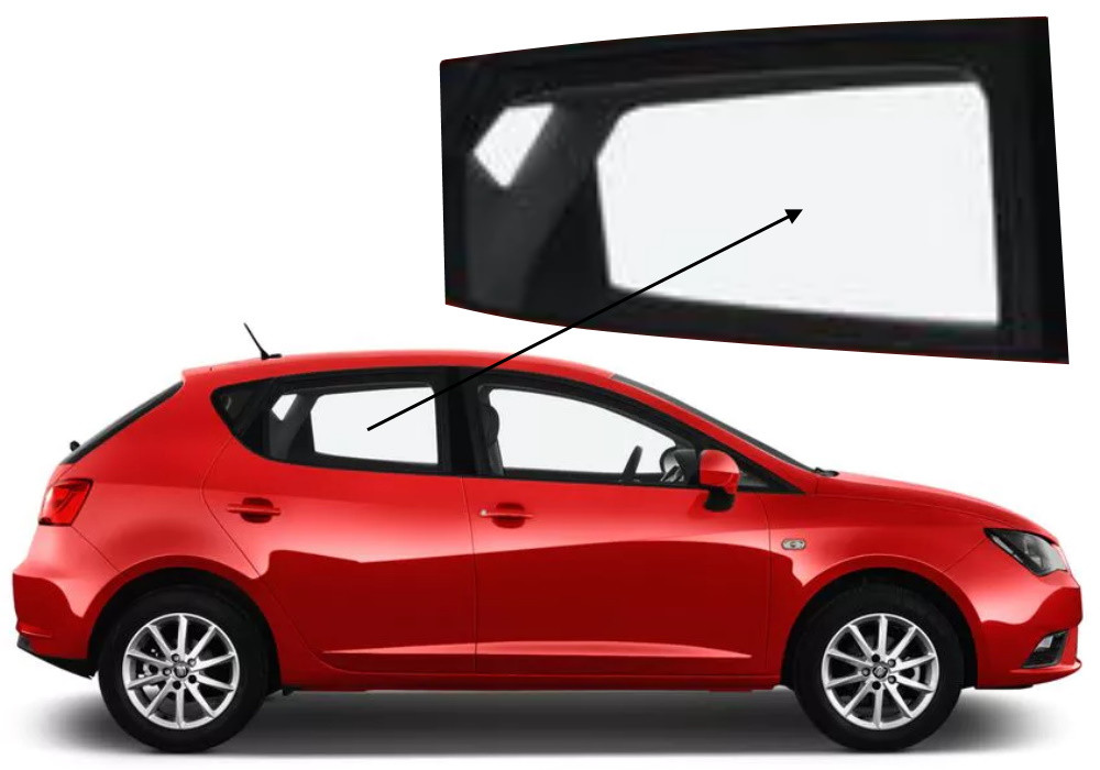 Бічне скло Seat Ibiza 2008-2017 задніх дверей праве, фото 1