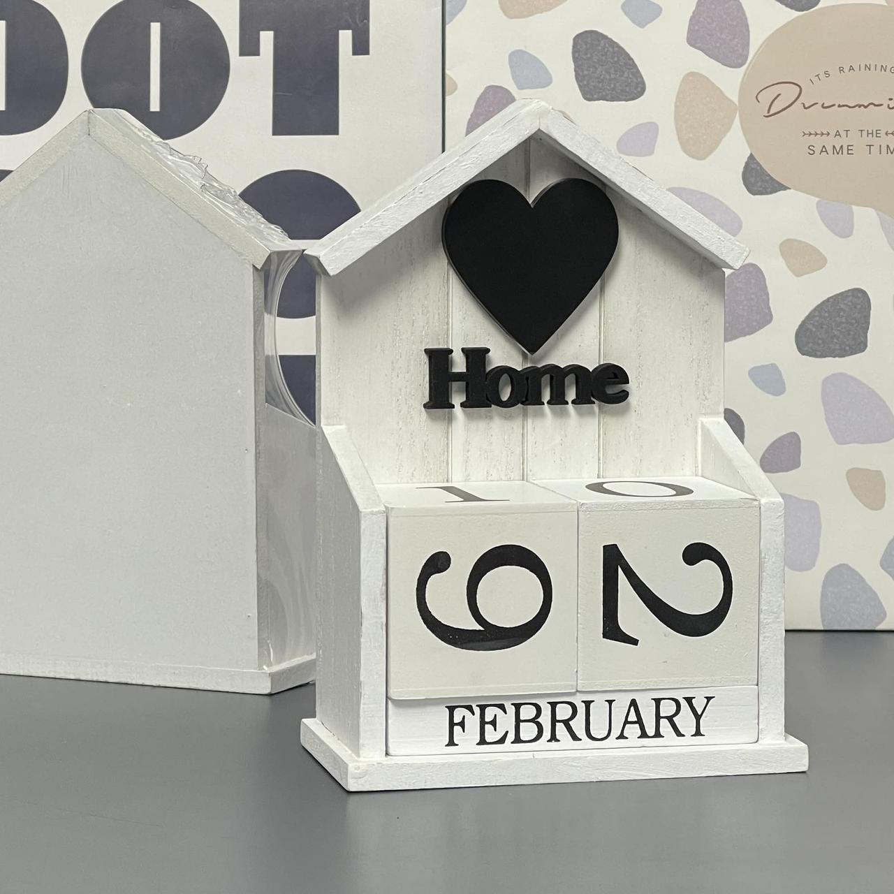 Календар дерев'яний "Будинок", білий, Вечный календарь "Домик" 2333-9, фото 1